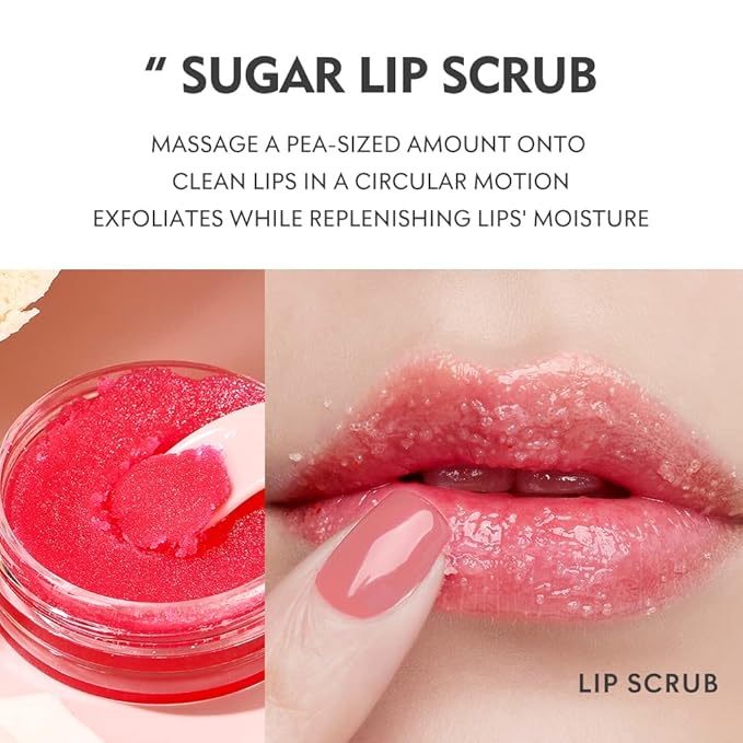 3Pcs Lip Care Set, Exfoliator Lip Sugar Scrub, Lip Mask and Plumping Lip Oil, Effectively Moisturizes Lip Clear, Repairs Dry Lips