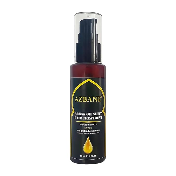 KENZADI Premium Moroccan Argan Oil Silky Hair & Facial Hair Beard Repair Treatment By Azbane 100% pure Oil (60 ML, 2oz)