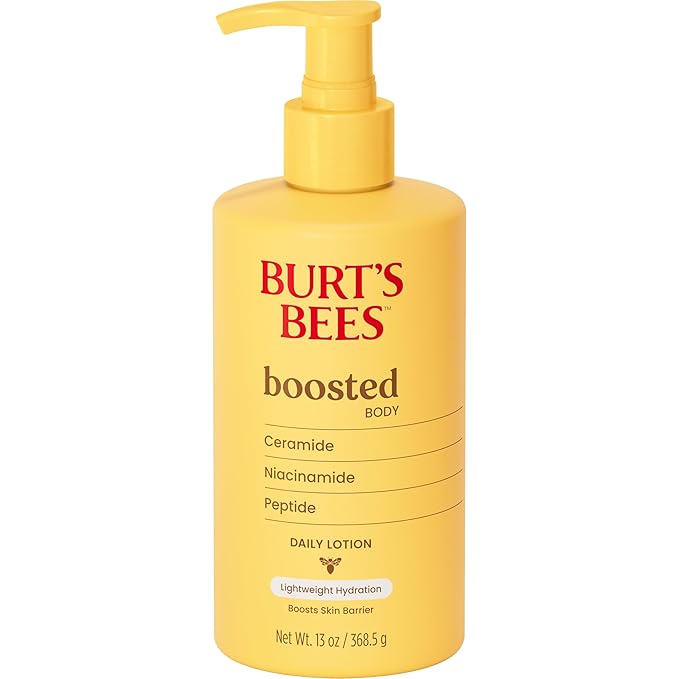 Burt's Bees Boosted Body Lotion, With a Ceramide, Niacinamide and Peptide Complex, Lightweight Daily Lotion Helps Boost Skin Barrier, Tropical Scented, 13 oz. Bottle