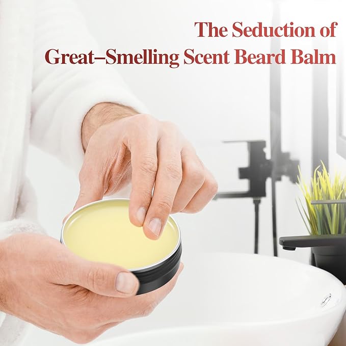 5% Concentration Biotin Beard Balm for Men & Conditioning Beard Wax - Made with Castor Oil Natural and Organic Ingredients - Hydrates & Thickens Facial Hair Growth- 2 Ounce Tin (Mystic Hour)