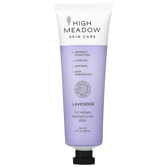 High Meadow Lanolin Skin Cream - Deep Hydration Formula for Soft, Radiant Skin Care - Repairs Dry and Cracked Skin on Hands, Feet & Elbows - Multi-Purpose Soothing Lotion - 3.0 Oz Lavender Moisturizer