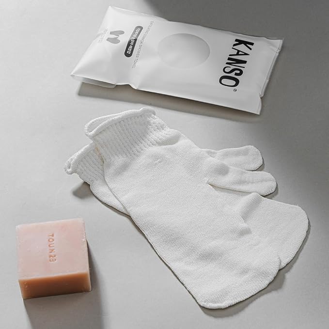 KANSO Exfoliating SONMOA Shower Towel – Natural Viscose Glove for Gentle Exfoliation, Chemical-Free, Hand-Sewn, Made in Korea – 1 Pair or 2 Pair Set Options (1-Pair Set)