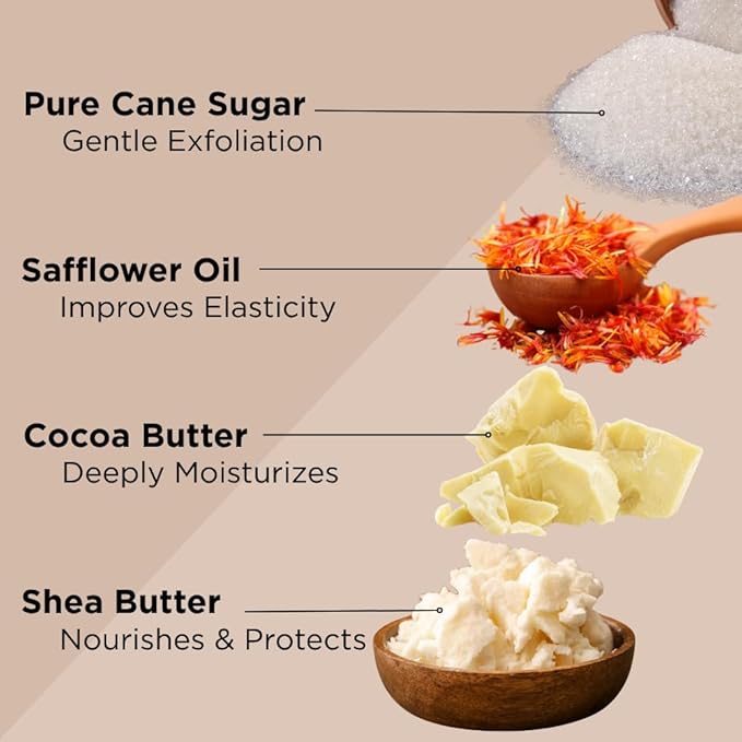 USA Vanilla Shea Sugar Body Scrub Goat Milk (9oz) Moisturizing Exfoliating Body Foot Hand Scrub Hydrating Nourishing Bath Essential Scrubs Women Teens Gift Self Care