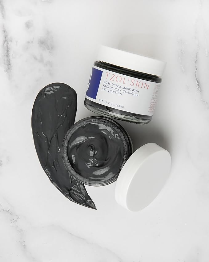 TZOL'Skin Rose Detox Mask - Clarifying Clay Mask - Reduces Pores and Targets Blackheads - Charcoal & Triple-Action Clays - Natural Exfoliant - No Paraben, Silicones & Sulfates - Vegan - Cruelty Free