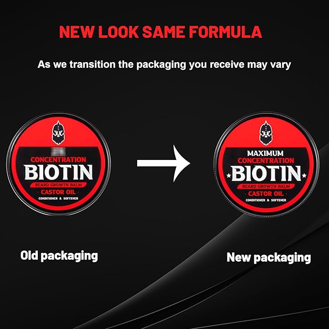 Beard Balm, Maximum Concentration Biotin, with Castor Oil and Argan & Jojoba Oils, Promotes Beard Growth, Styles, Strengthens & Softens Beards & Mustaches, 2 Ounce,Unscented