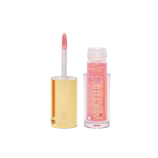 Winky Lux Pink Opal Very There Lip Oil - Hydrating Nude Pink Gloss with Jojoba Oil, Non-Sticky Glossy Lip Oil, Tinted Pink Shimmer Gloss for Juicy Lips & Soft Vanilla Scent