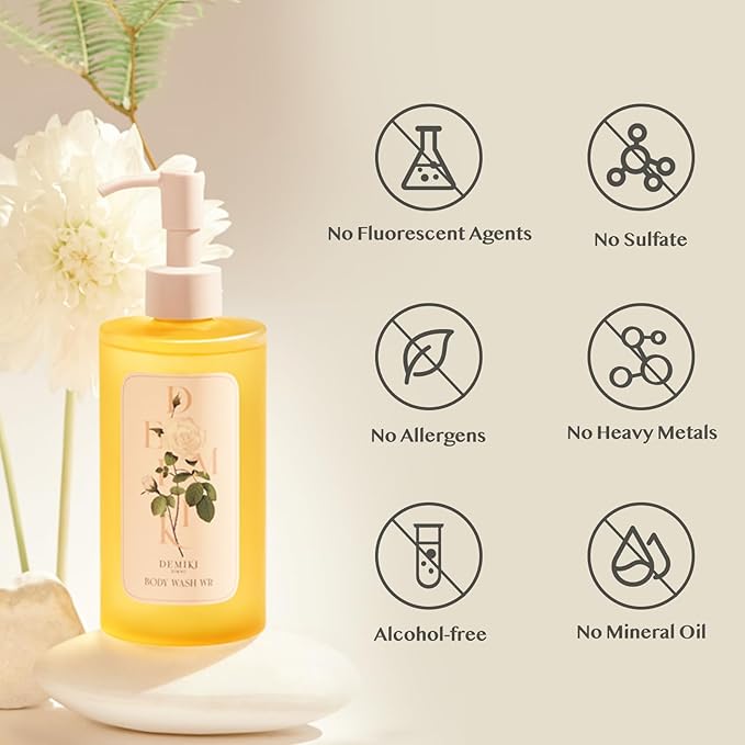 Shower Gel Body Wash for Women, Hydrating Body Wash with White Rose Scent, Moisturizing for Sensitive & Dry Skin, Winter Care, Sulfate-Free, Paraben-Free, Dye-Free, 10 fl oz