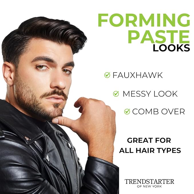 TRENDSTARTER - FORMING PASTE (4oz) - Medium Hold - Medium Shine - Lightweight Water-Based Hair Cream - Premium All-Day Hold Hair Styling Product - Flake-Free Hair Paste for All Hair Types