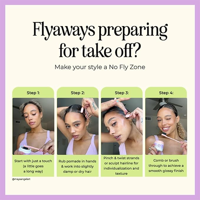 INH Hair Pomade for Flyaways | Water Based & Strong Hold Fly Away Hair Tamer | Sweat Proof No Fly Zone Pomade & Texturizer for Styling | Glossy Finish for a Sleek Look | 2oz