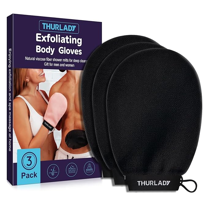 Korean Exfoliating Mitt, Deep Exfoliating Glove, 3pc Body Exfoliator Glove, Exfoliator Body Scrubber, Bath Shower Scrub Gloves, Self Tan Remover, Smooth Skin, Keratosis Pilaris Removal