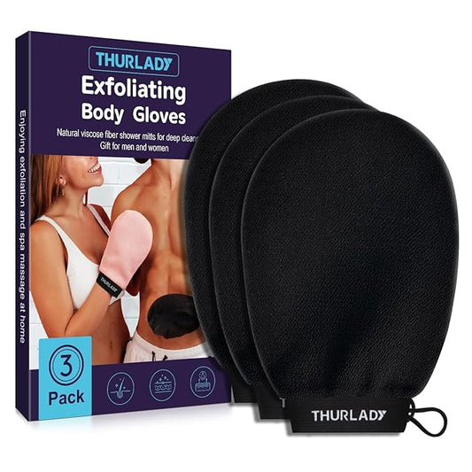 Korean Exfoliating Mitt, Deep Exfoliating Glove, 3pc Body Exfoliator Glove, Exfoliator Body Scrubber, Bath Shower Scrub Gloves, Self Tan Remover, Smooth Skin, Keratosis Pilaris Removal