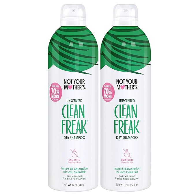 Not Your Mother's Clean Freak Unscented Dry Shampoo (2-Pack) - 12 oz - Refreshing Dry Shampoo - Instantly Absorbs Oil and Odor for Refreshed Hair