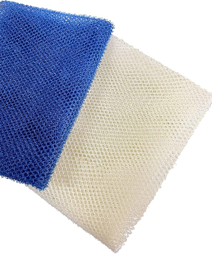 4 Pack Back Scrubber for Shower,Exfoliating Body Scrubber,Bath Sponge Net，Exfoliating Washcloth（Pink&Blue&Purple&Beige