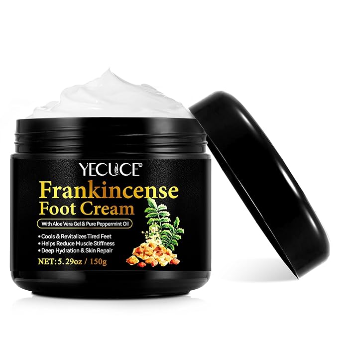 Frankincense Foot Cream 5.29oz, Frankincense Balm for Skin, Feet and Body Care, Deep Moisturizing and Soothing Skin with Pure Essential Oils for Dry, Cracked Heels