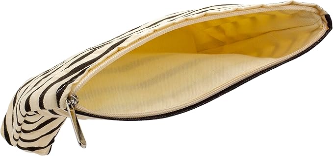 PAZIMIIK Floral Makeup Bag Large Cotton Zipper Pouch for Purse Travel Canvas Make Up Organizer for Women Cosmetic,Stripe White