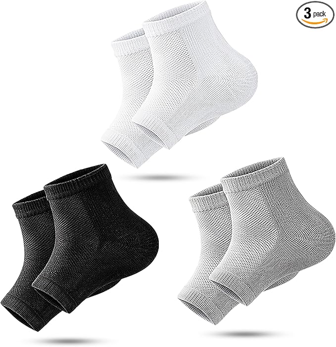 Moisturizing Socks,toeless Socks for Women for Dry Cracked Heel Treatment,Cracked Heel,msilicone Socks for Women (One Size-3 Pairs)