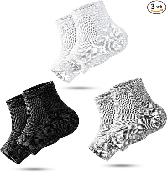 Moisturizing Socks,toeless Socks for Women for Dry Cracked Heel Treatment,Cracked Heel,msilicone Socks for Women (One Size-3 Pairs)