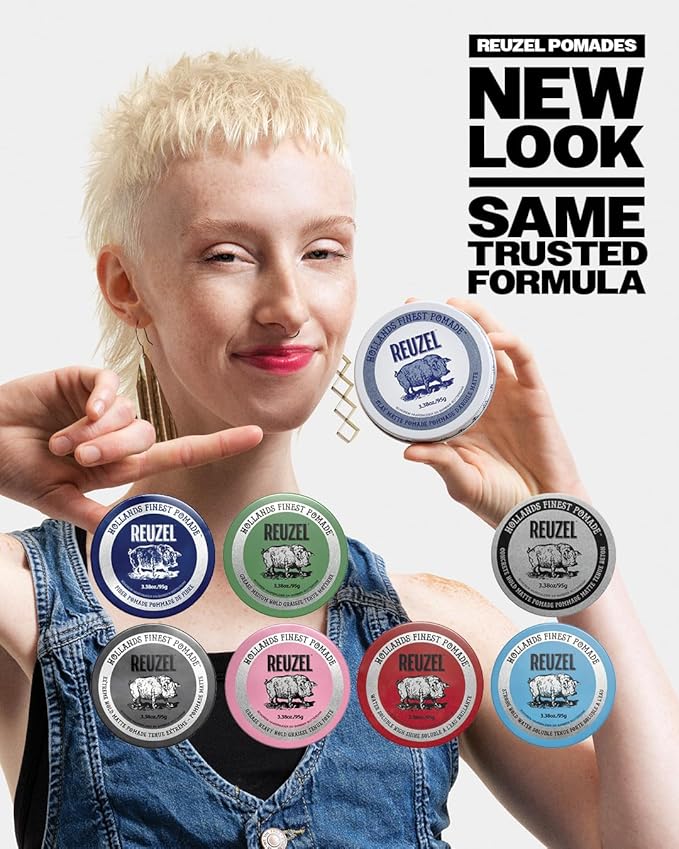 REUZEL Extreme Hold Matte Pomade, Strongest All Day Hold, Water Soluble Styling, Matte Finish & Flake Free, Easy To Wash Out, For All Hair Types