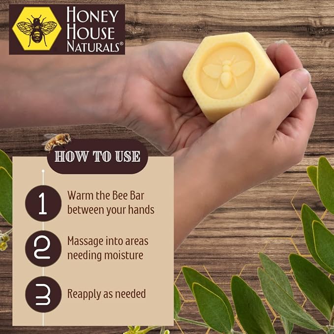 Bee Bar Honey House Naturals Duo – Vanilla - Small 6 Ounce and Large 2 Ounce– All Natural Ultra Moisturizing Lotion Bar Infused with Essential Oils and Butters – Made in USA