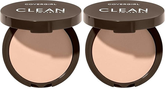 Covergirl Clean Invisible Pressed Powder, Lightweight, Breathable, Vegan Formula, Creamy Natural 120, 0.38oz (Pack of 2)