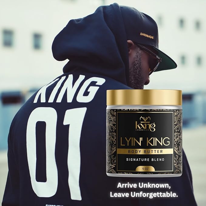 KXNG Cosmetics, Body Butter, Organic Skin Care for Men and Women, Body Moisturizer Lotions and Creams, Raw Shea Butter, Cocoa Butter, Mango, Coconut Oil, Hand, Foot, All Skin Types (Lyin’ King)