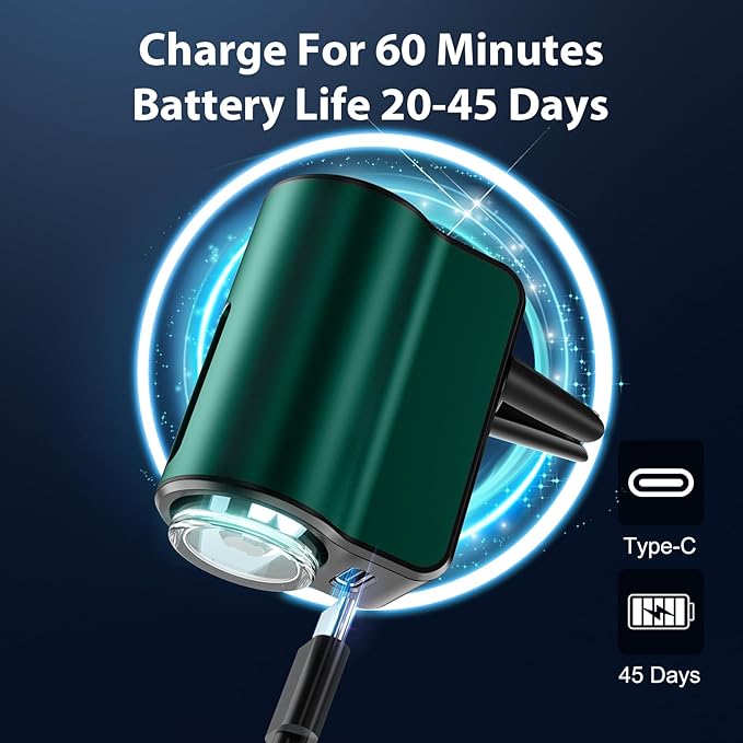 Smart Car Air Freshener, Car Air Freshener Diffuser, Car Diffuser Air Freshener with Three Adjustable Modes, Aromatizante para Carro, Car Diffuser with 8pcs Essential Oil (Green)