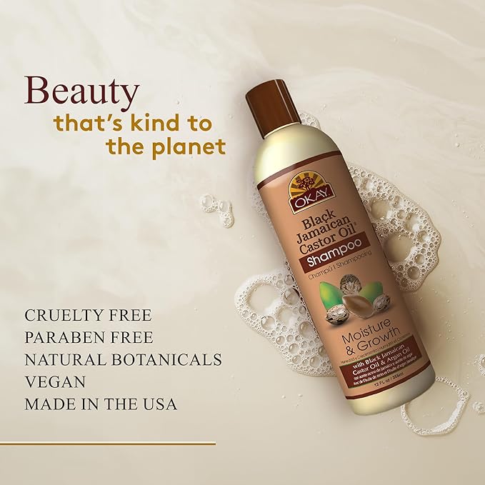 OKAY Black Jamaican Castor Oil Shampoo - Jamaican Castor Shampoo for Hair Growth, Natural Moisturizing to Strengthen & Restore Damaged Hair for Women and Men - 12 Fl Oz (Pack of 2)