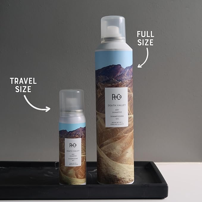 R+Co Death Valley Dry Shampoo Travel Size | Lightweight No Residue Spray for Oil Control and Volume Boost | TSA Approved | Vegan + Cruelty-Free | Pack of 2