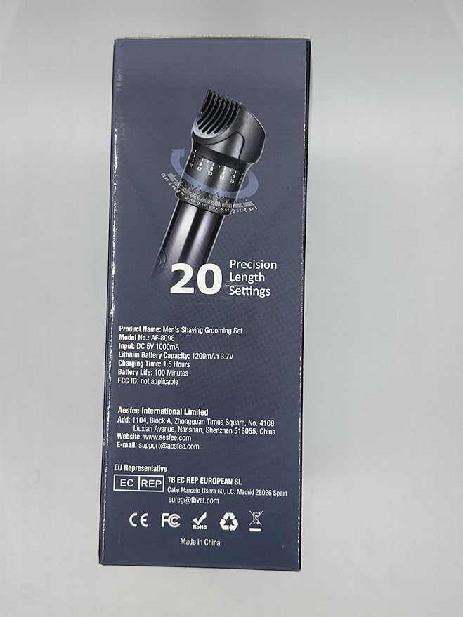 Beard Trimmer for Men Hair Clippers Set with Precise Dial Adjustable 20 Settings, All-in-One Electric Shavers Grooming Kit for Face Bald Head Nose Full Body, IPX7 Waterproof Wet/Dry, USB-C Charge Dock