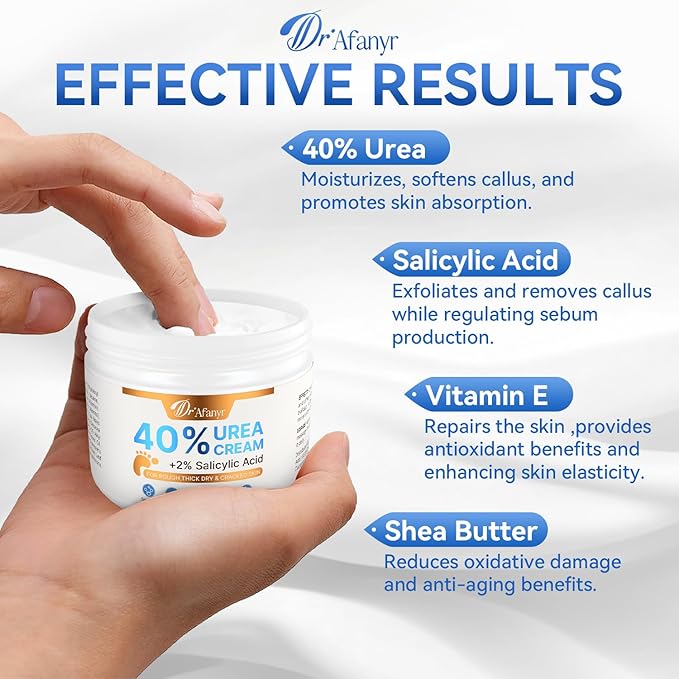 40% Urea Cream for Feet – Foot Cream for Dry Cracked Heels Hand Elbows, Urea 40 percent Foot Lotion for Moisturizing Skin, with 2% Salicylic Acid for Callus Remover & Repair (5.29oz)