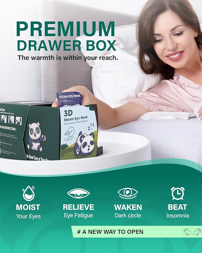 3D Steam Eye Masks for Dry Eyes, 20-Pack Warm Eye Mask, Relief Eye Fatigue & Dark Circle, Heat Sleep Eye Mask for Puffy Eyes, Disposable Eye Mask, Moist Hot Compress Eye Patch for Sleeping, Unscented