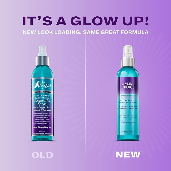 The Mane Choice Tropical Moringa Sweet Oil & Honey Endless Moisture Restorative Hair Spray, Supports Natural Hair Growth & Retention, Hydrating Curl Refresher & Shine Spray, Fights Frizz, 8 Fl Oz