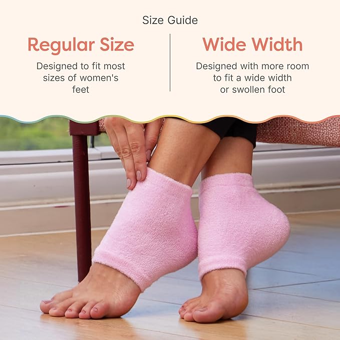 ZenToes Moisturizing Socks for Cracked Heel Treatment - Vitamin E, Olive Oil and Jojoba Oil Infused Heel Socks to Soften and Hydrate (Fuzzy Pink, Regular)