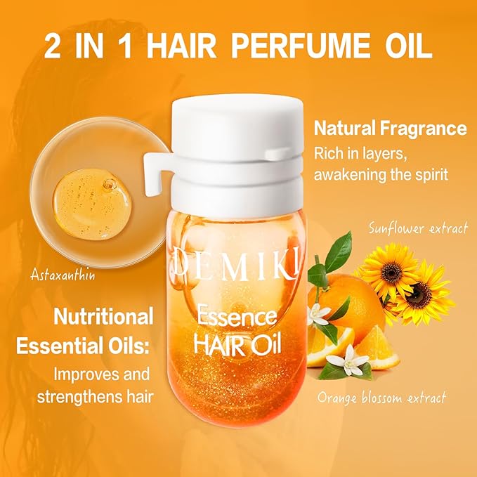 Hair Oil For Frizzy Hair With Coconut Oil - Hair Treatment For Dry Damaged Hair, Hair Perfume Oil For Curly Hair, Frizz Control Hair Care Products, Mini Bottles Hair Oil For Damaged Hair, 12pcs