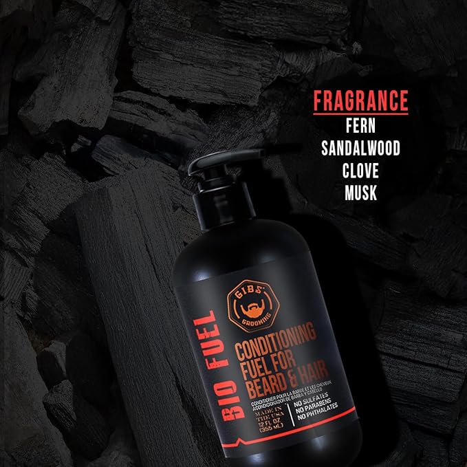 GIBS BioFuel Hair Conditioner For Men - Beard & Hair Conditioner Moisturizing, Liter, 33.8 Fl Oz (Pack of 1)