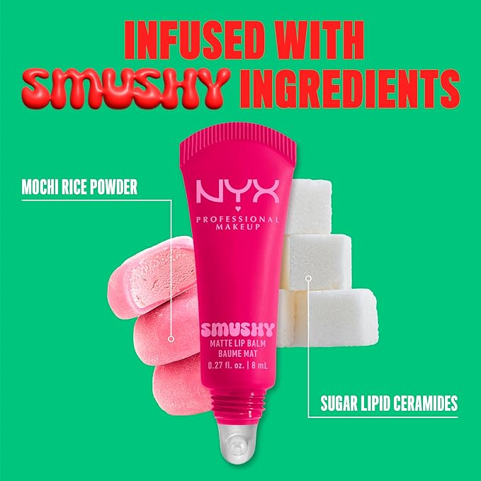 NYX PROFESSIONAL MAKEUP Smushy Matte Lip Balm, Tinted Lip Moisturizer with Soft, Matte Finish - Silly Sippin' (Deep Purple)