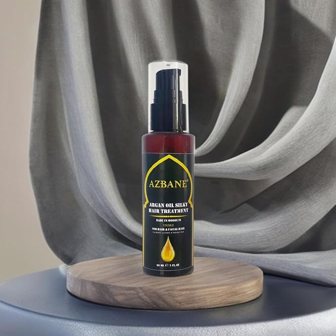 KENZADI Premium Moroccan Argan Oil Silky Hair & Facial Hair Beard Repair Treatment By Azbane 100% pure Oil (60 ML, 2oz)