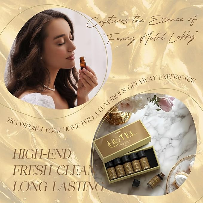 Hotel Diffuser Oils Gift Set - ARVIDSSON Hotel Essential Oils for Diffuser, Luxury Fragrance Oil Set - Inspired by 5 Star Hotels Including Hilton, Four Seasons and More Scents, Gift for Women and Men