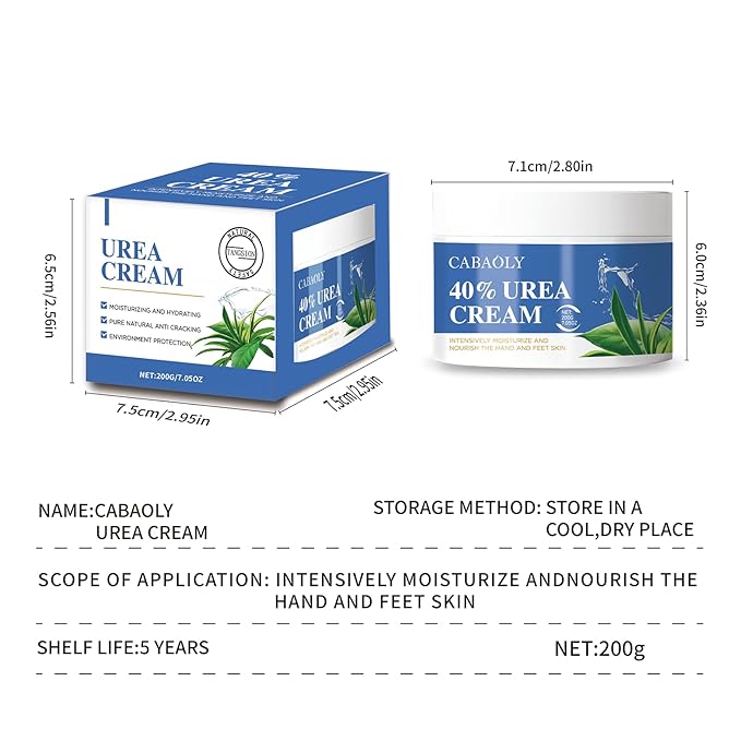 2 Packs Urea Cream 40 Percent for Feet Maximum Strength, Urea Foot and Hand Cream with Powerful Hydration for Dry Skin, Cracked Heels, Deeply Moisturizing for All Skin Types 7.05oz