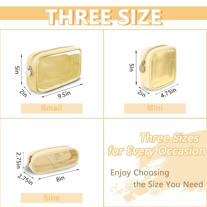 Clear Mini Makeup Bag for Purse, Small Nylon&PVC Cosmetic Bag TSA Approved Toiletry Bag with Zipper, Transparent Travel Bag Coin Purse for Women Men Girls(Beige)