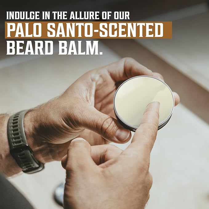 Viking Revolution Palo Santo Beard Balm for Men - Beards Butter for Men with Argan Oil and Jojoba Oil - Beard Softener and Moisturizer for Mens Beards Styling Balm (1 Pack, 2oz)
