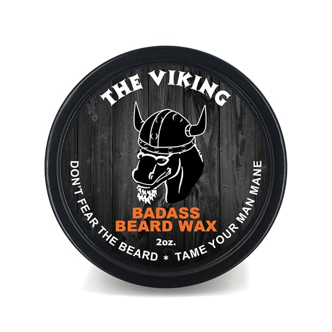 Badass Beard Care Beard Wax For Men - The Viking, 2 oz - Softens Beard Hair, Leaves Your Beard Looking and Feeling More Dense