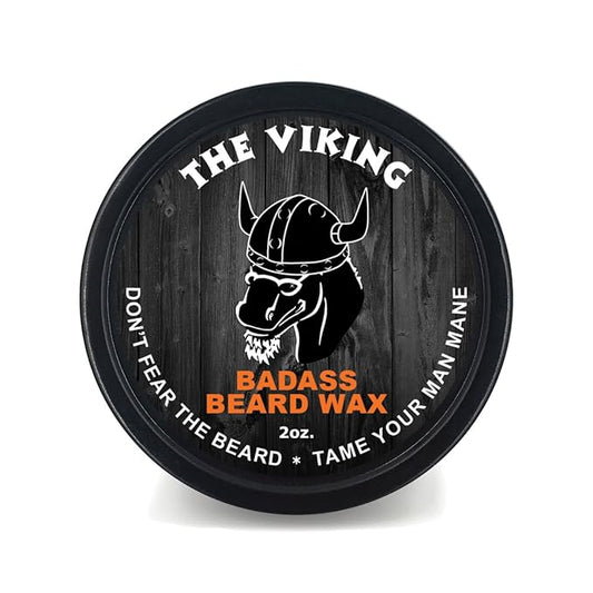 Badass Beard Care Beard Wax For Men - The Viking, 2 oz - Softens Beard Hair, Leaves Your Beard Looking and Feeling More Dense
