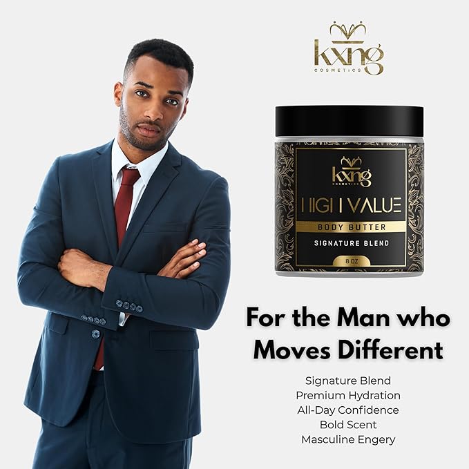 KXNG Cosmetics, Body Butter, Organic Skin Care for Men and Women, Body Moisturizer Lotions and Creams, Raw Shea Butter, Cocoa Butter, Mango, Coconut Oil, Hand, Foot, All Skin Types (High Value XL)