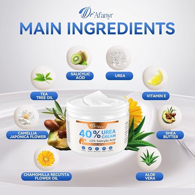 40% Urea Cream for Feet – Foot Cream for Dry Cracked Heels Hand Elbows, Urea 40 percent Foot Lotion for Moisturizing Skin, with 2% Salicylic Acid for Callus Remover & Repair (5.29oz)