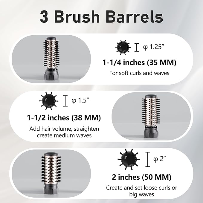 Beautimeter Hair Dryer Brush, Spinning Blow Dryer Brush for Smooth Blowouts, 3-in-1 Rotating Hot Air Brush Styler for Various Hair Styles
