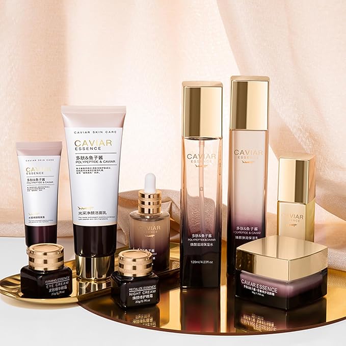 O’KADY 9 Pcs skincare set Anti Aging Skin Daily Care Routine Kit With Vitamin C and Peptides Facial Cleanser Eye Mask Toner Serum Eye Cream Lotion Cream Lady Cream Gifts sets for Valentine's Day