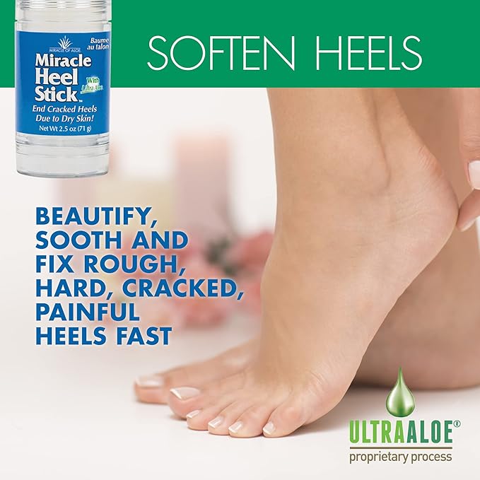 Heel Balm for Dry Cracked Feet - Miracle Heel Stick for Cracked Heel Repair - Heel Balm Stick for Cracked Heel Treatment - Formulated with Pure Aloe Vera, Tea Tree Oil, Shea & Cocoa Butters | 2.5 oz