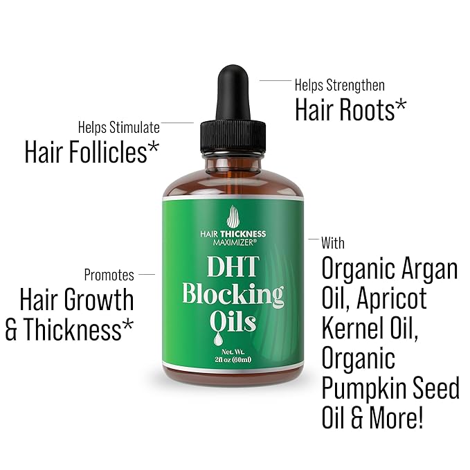 DHT Blocker For Women, Men. Vegan Thickening, Moisturizing, Strengthening DHT Blocking Serum. Topical Scalp Oil Treatment For Weak, Frizzy, Dry Hair 2oz