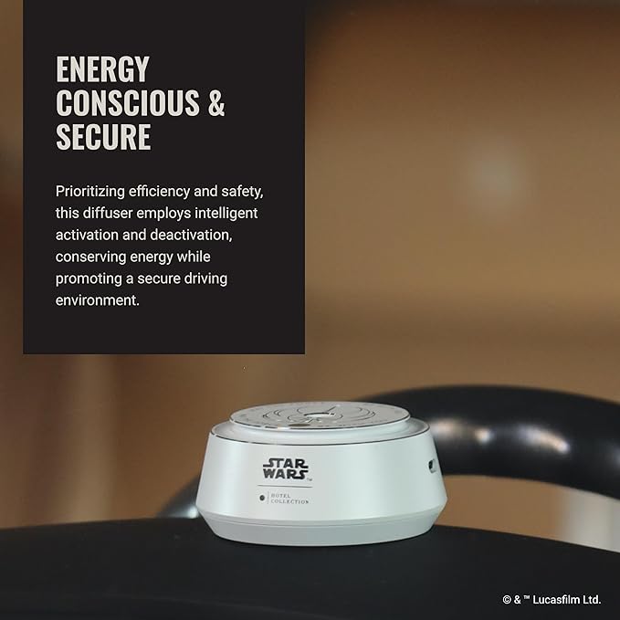 Hotel Collection | Star Wars ™ - Light Side Chauffeur Car Diffuser | Jedi| White Luxury Portable Essential Oil | Aromatherapy Oils Scent Car Diffuser | Auto On/Off Wireless Feature